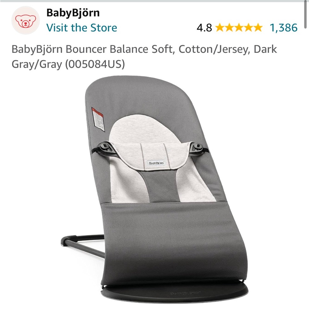 BabyBjörn Bouncer Balance Soft, Cotton/Jersey, Dark Gray/Gray (005084US)
